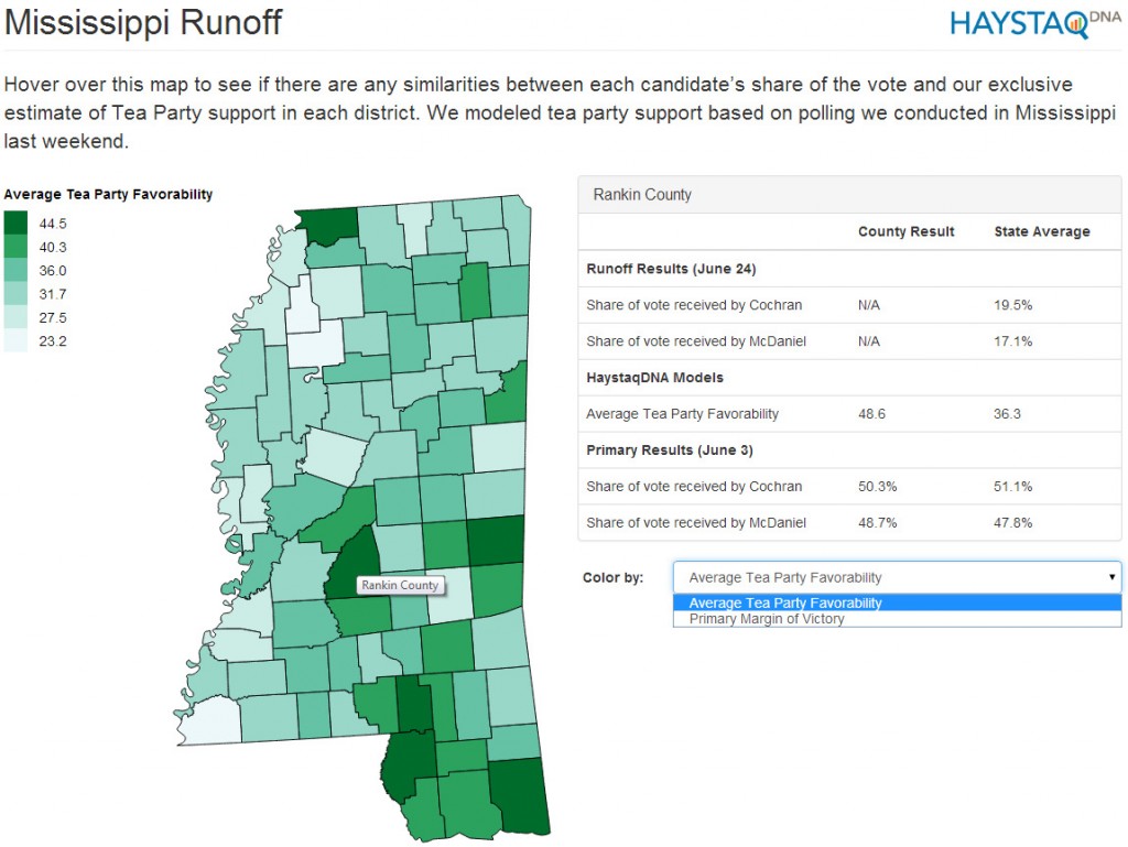 Mississippi Election Results Map Results as of 1000pm EST HaystaqDNA