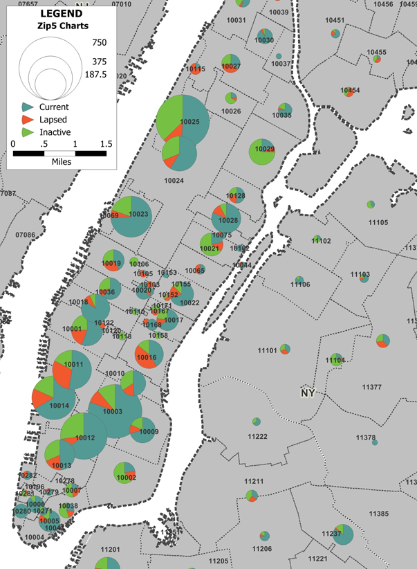 Manhattan Donor Status by Zip code